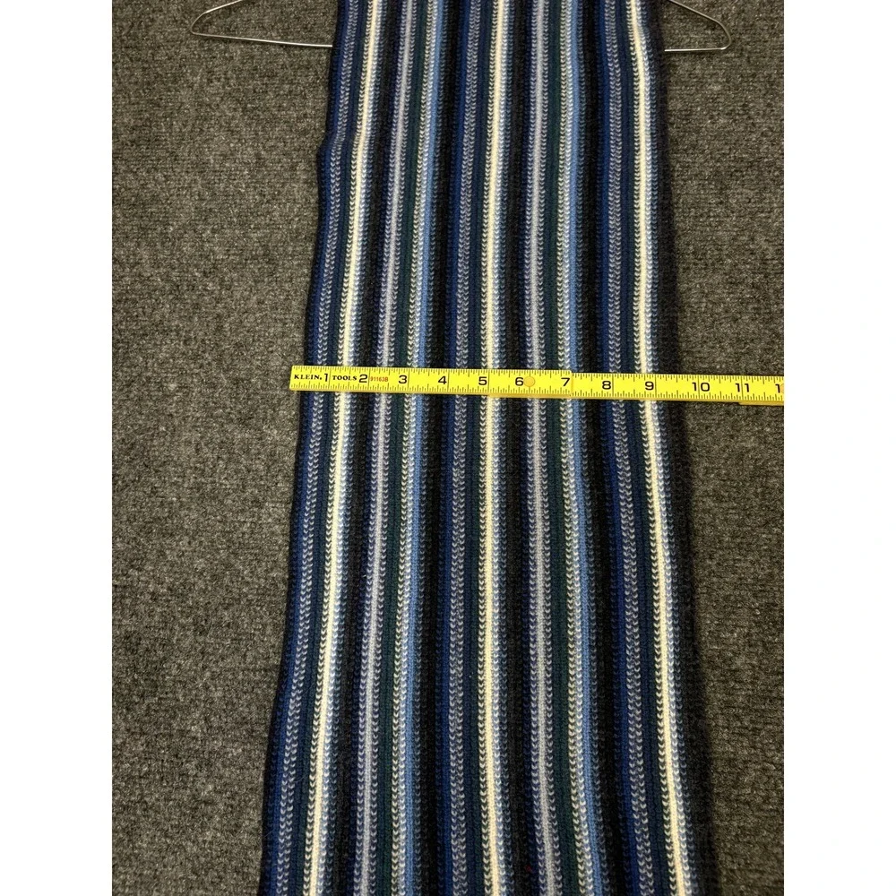 The Scarf Company Scarf Unisex OS Blue Striped Pure Lambswool Made in Scotland